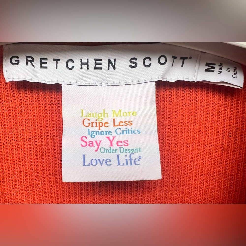 Gretchen Scott Designs Vibrant Orange Cardigan- Medium, Shiny‎ gold buttons - Picture 2 of 6